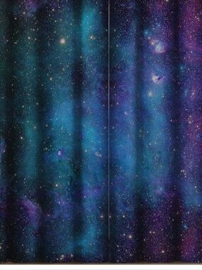 Galaxy Starfield Black Blue Purple Curtain Panel Set